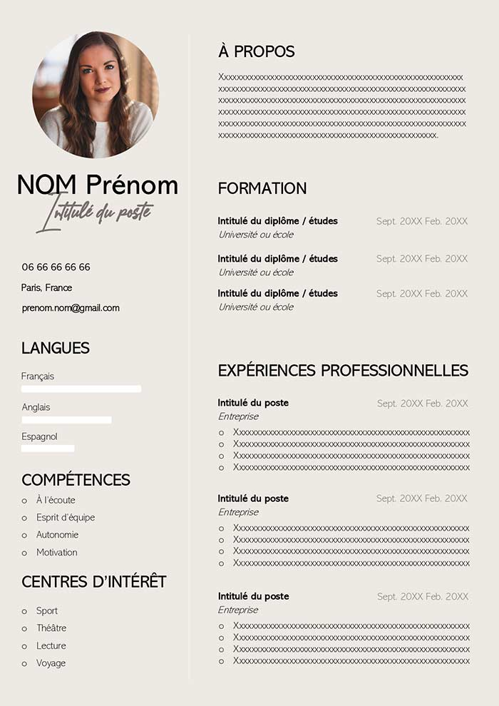 CV Professionnel Français